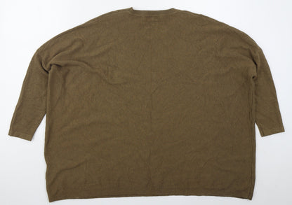 M&Co Womens Brown Crew Neck  Nylon Pullover Jumper Size M