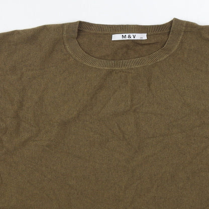 M&Co Womens Brown Crew Neck  Nylon Pullover Jumper Size M
