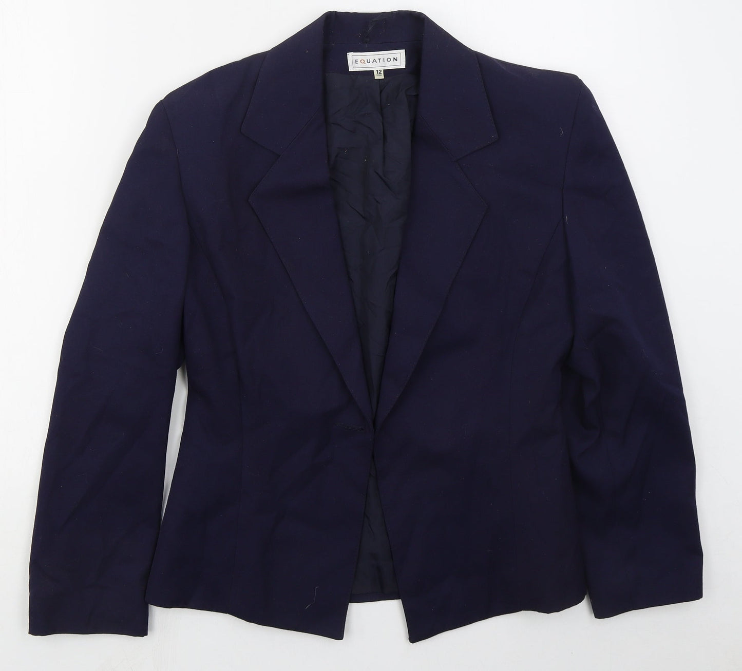 Equation Womens Blue  Polyester Jacket Blazer Size 12