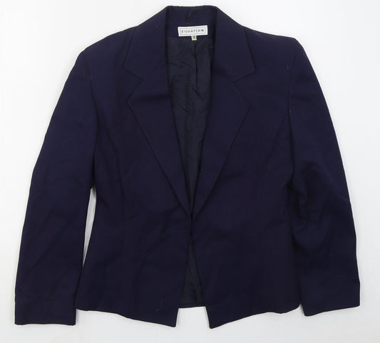 Equation Womens Blue  Polyester Jacket Blazer Size 12