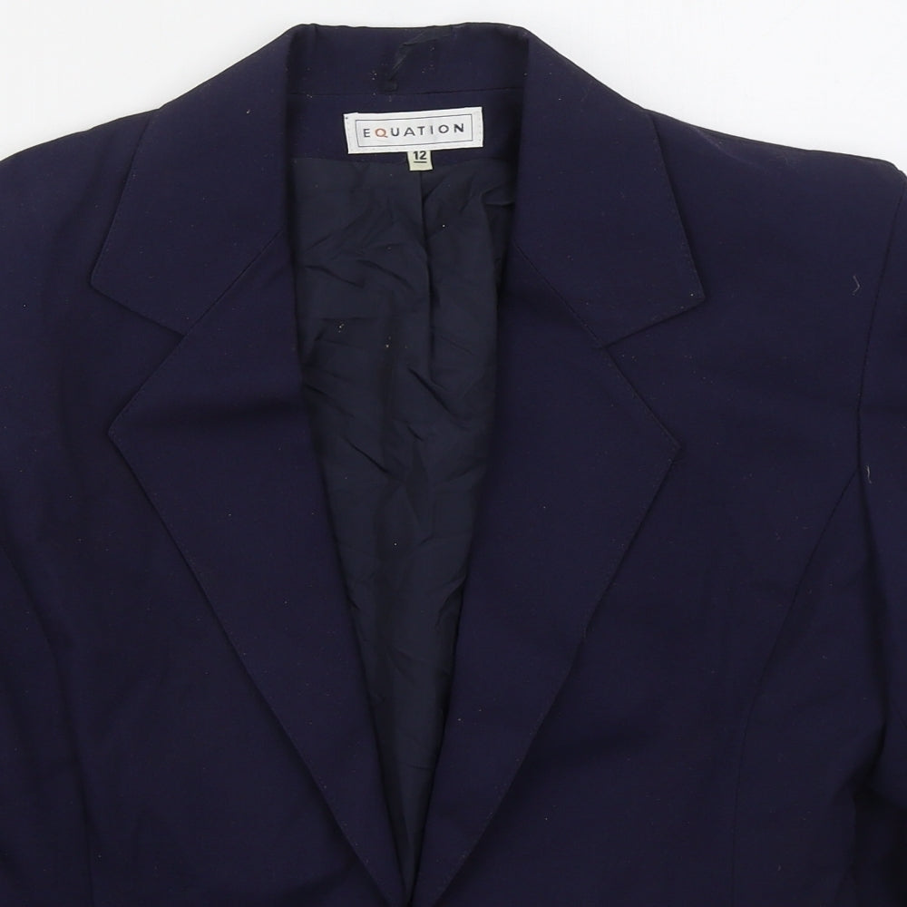 Equation Womens Blue  Polyester Jacket Blazer Size 12