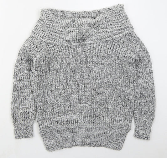 New Look Womens Grey Roll Neck  Acrylic Pullover Jumper Size 6