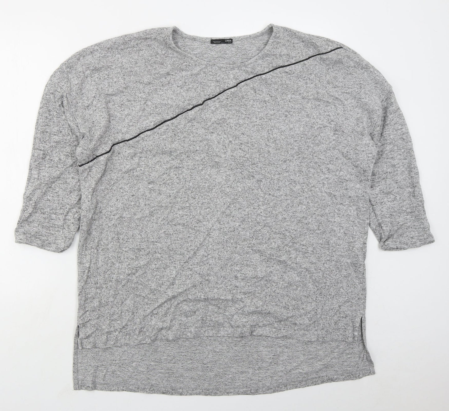 Zara Womens Grey Round Neck  Viscose Pullover Jumper Size XL