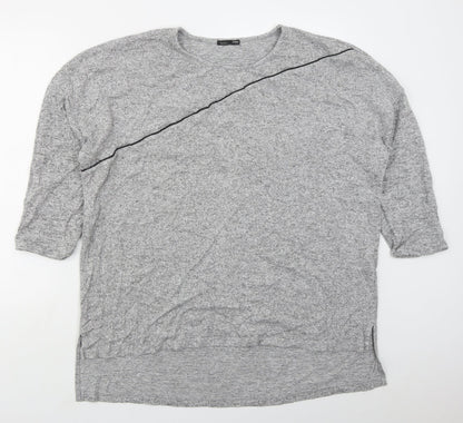 Zara Womens Grey Round Neck  Viscose Pullover Jumper Size XL