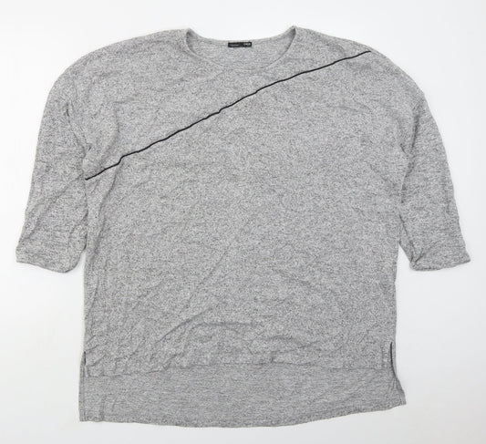 Zara Womens Grey Round Neck  Viscose Pullover Jumper Size XL