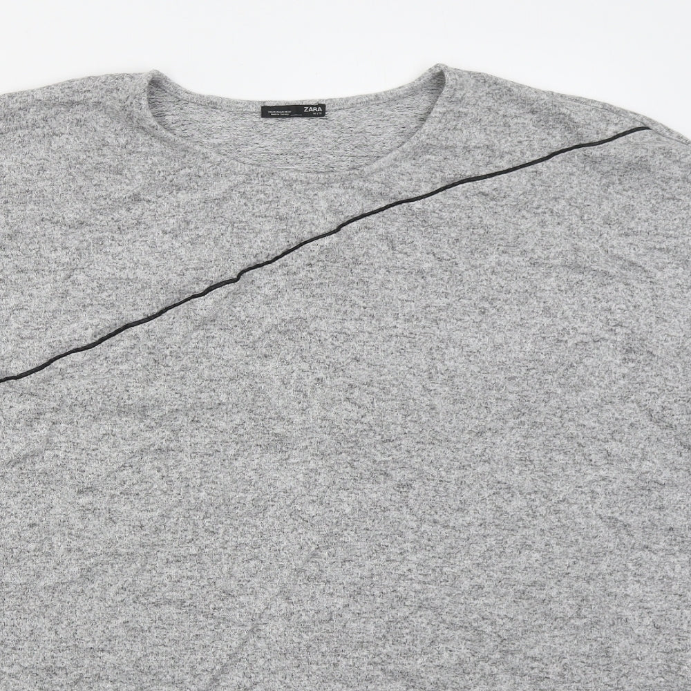 Zara Womens Grey Round Neck  Viscose Pullover Jumper Size XL