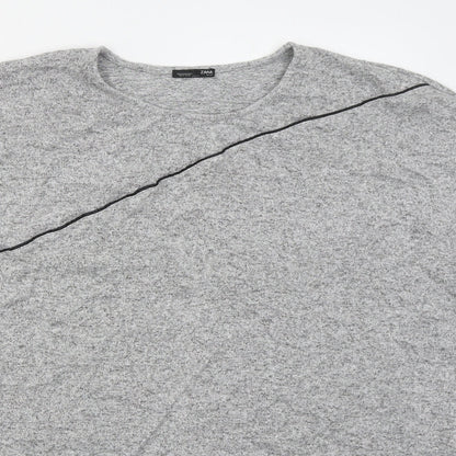 Zara Womens Grey Round Neck  Viscose Pullover Jumper Size XL