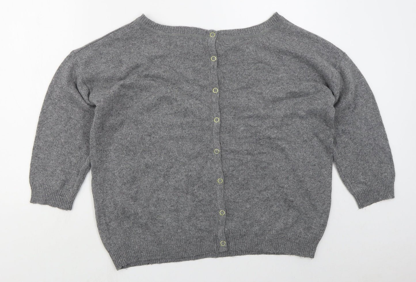 Preworn Womens Grey Boat Neck Animal Print Acrylic Pullover Jumper Size M