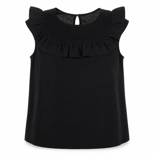 Miss Selfridge Womens Black  Polyester Basic Blouse Size 12 Round Neck