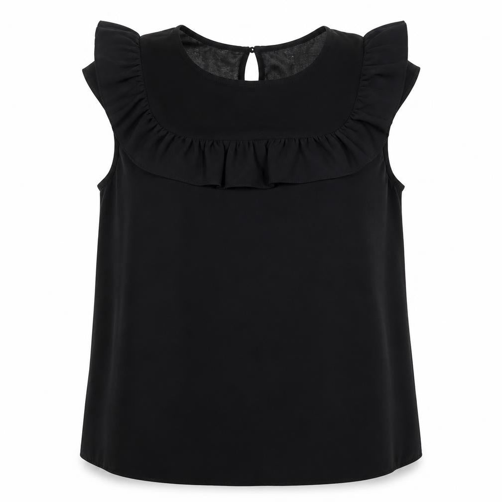 Miss Selfridge Womens Black  Polyester Basic Blouse Size 12 Round Neck