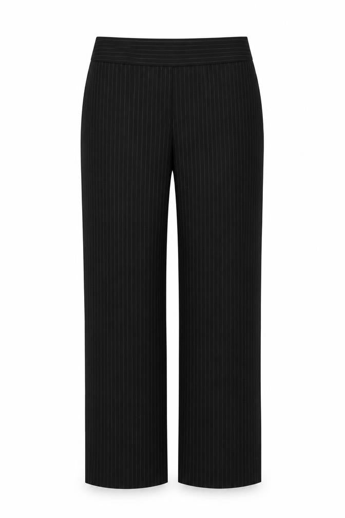 Evie Womens Black Striped Polyester Trousers  Size 12 L28 in Regular Hook & Eye