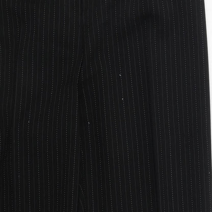 Evie Womens Black Striped Polyester Trousers  Size 12 L28 in Regular Hook & Eye
