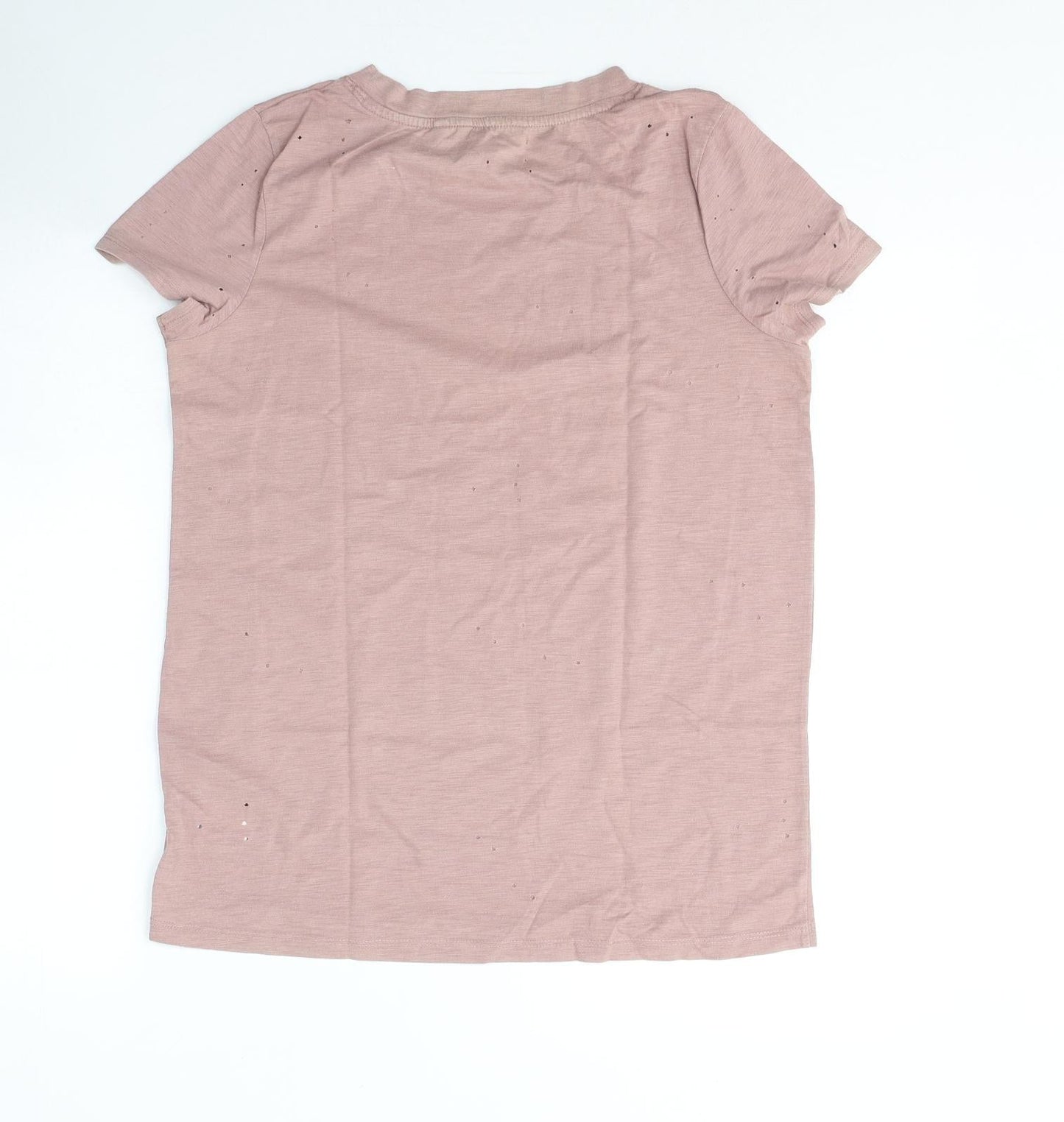 NEXT Womens Pink  Cotton Basic T-Shirt Size 8 Round Neck - hole pattern detail