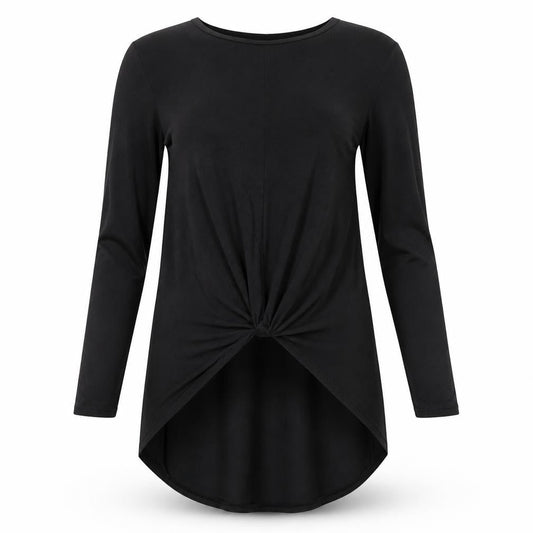George Womens Black  Polyester Tunic T-Shirt Size 8 Round Neck - knot detail
