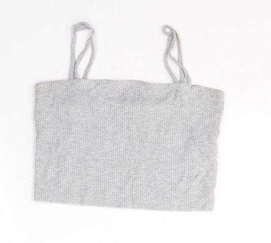 FACTORIE Womens Grey  Viscose Cropped Tank Size S Square Neck