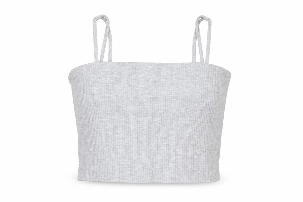 FACTORIE Womens Grey  Viscose Cropped Tank Size S Square Neck