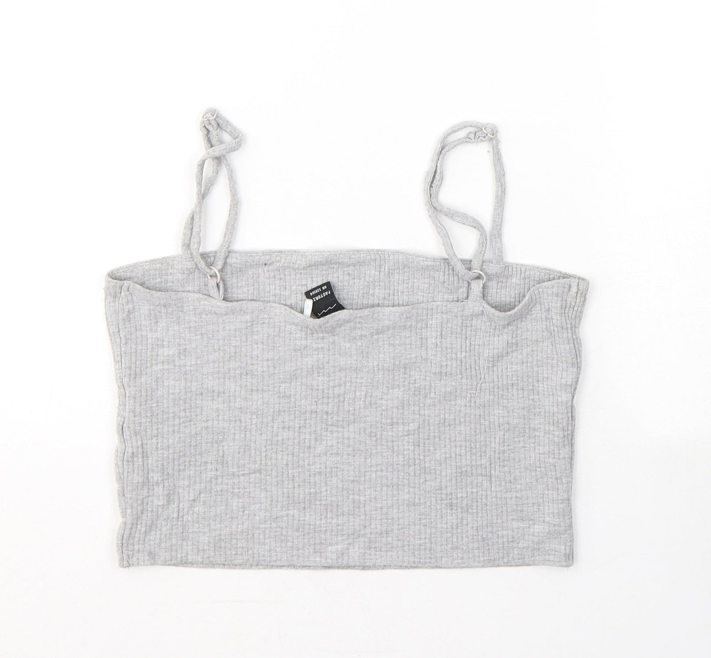 FACTORIE Womens Grey  Viscose Cropped Tank Size S Square Neck