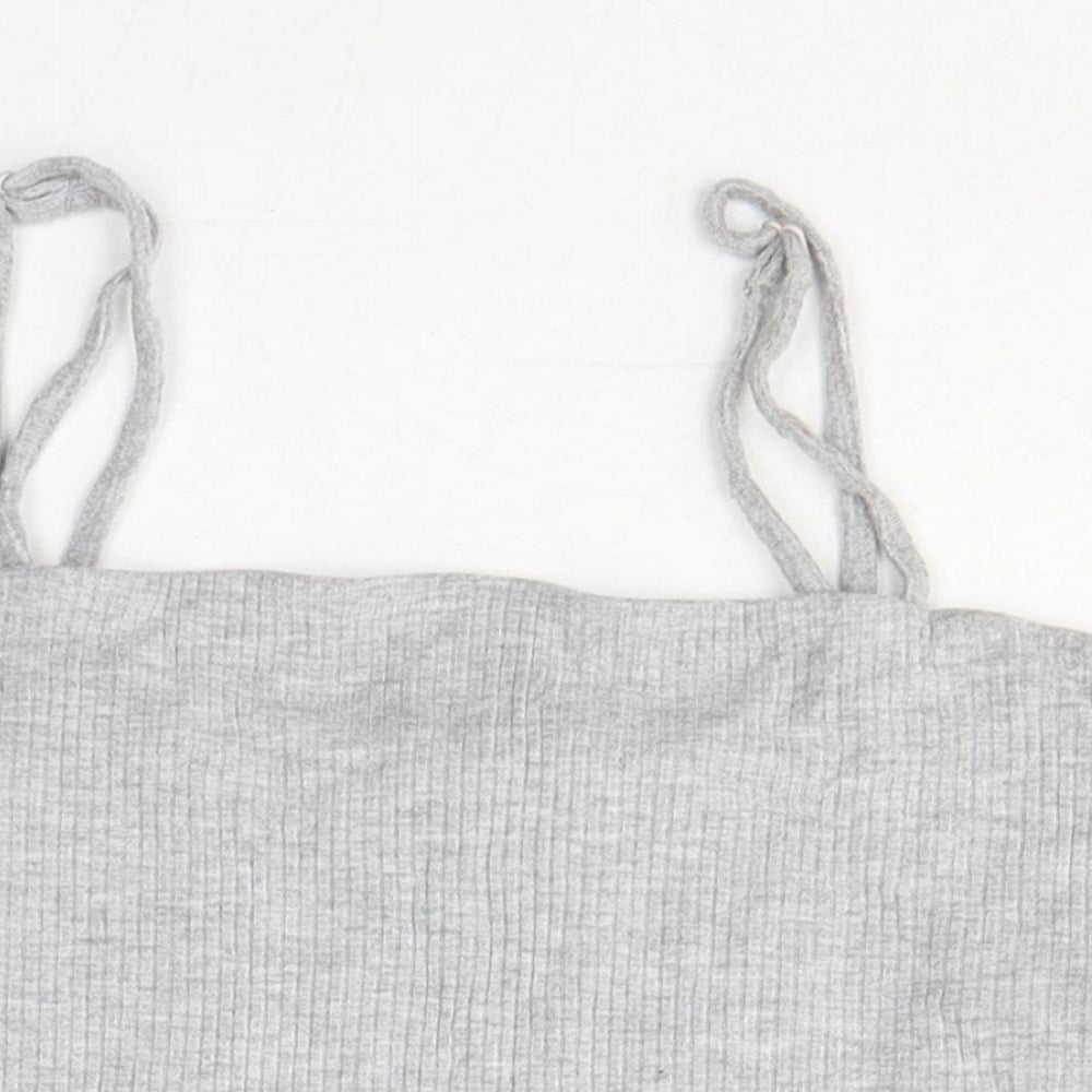 FACTORIE Womens Grey  Viscose Cropped Tank Size S Square Neck