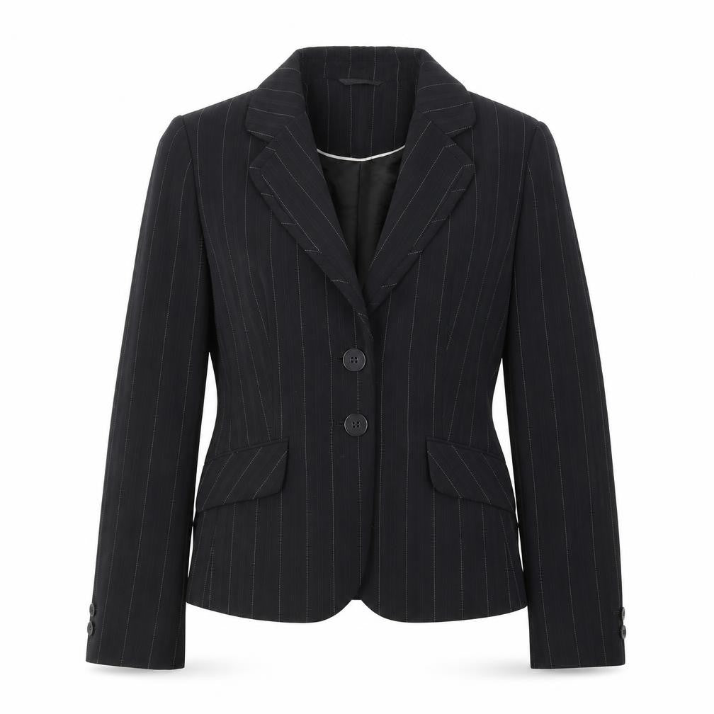 NEXT Womens Black Striped Polyester Jacket Suit Jacket Size 14