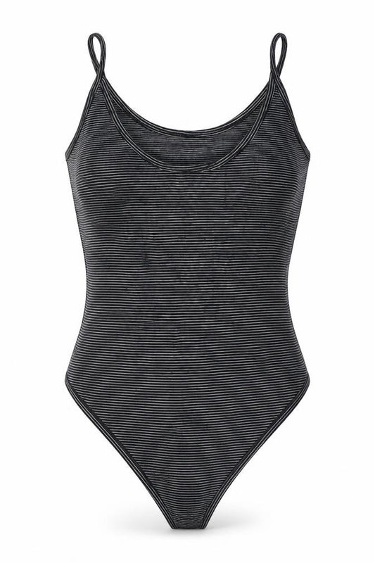 Atmosphere Womens Black Striped Cotton Bodysuit One-Piece Size 12  Button