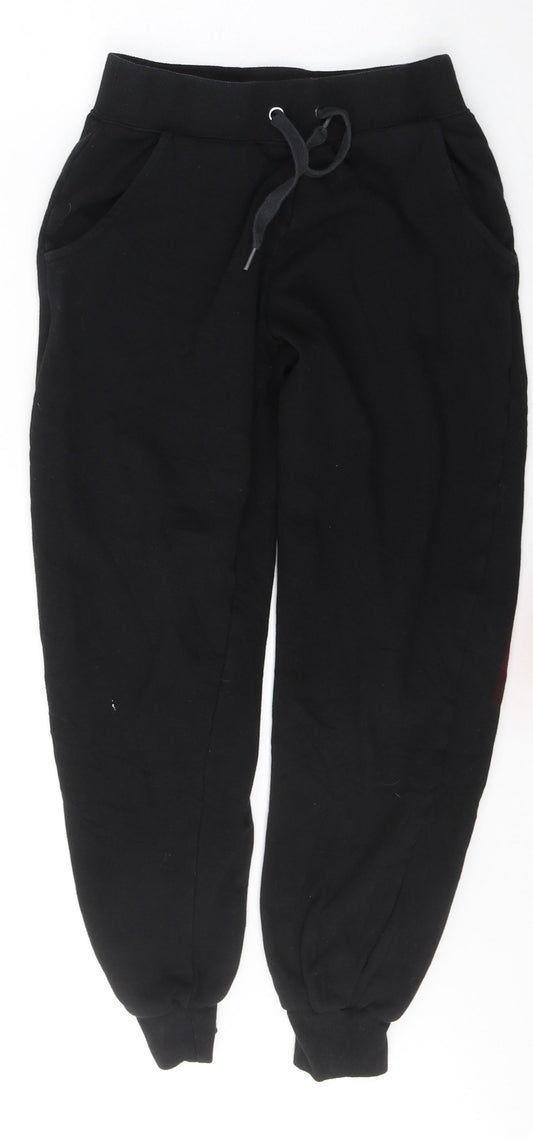 New Look Womens Black  Cotton Sweatpants Trousers Size XS L24 in Regular Tie