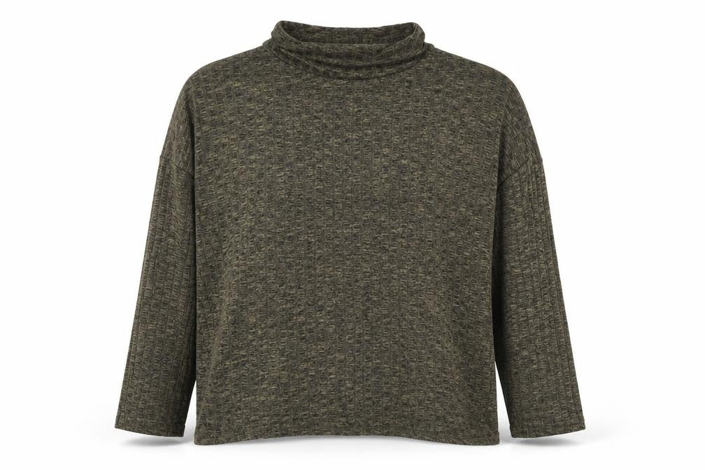 Papaya Womens Green  Viscose Jersey T-Shirt Size M Roll Neck