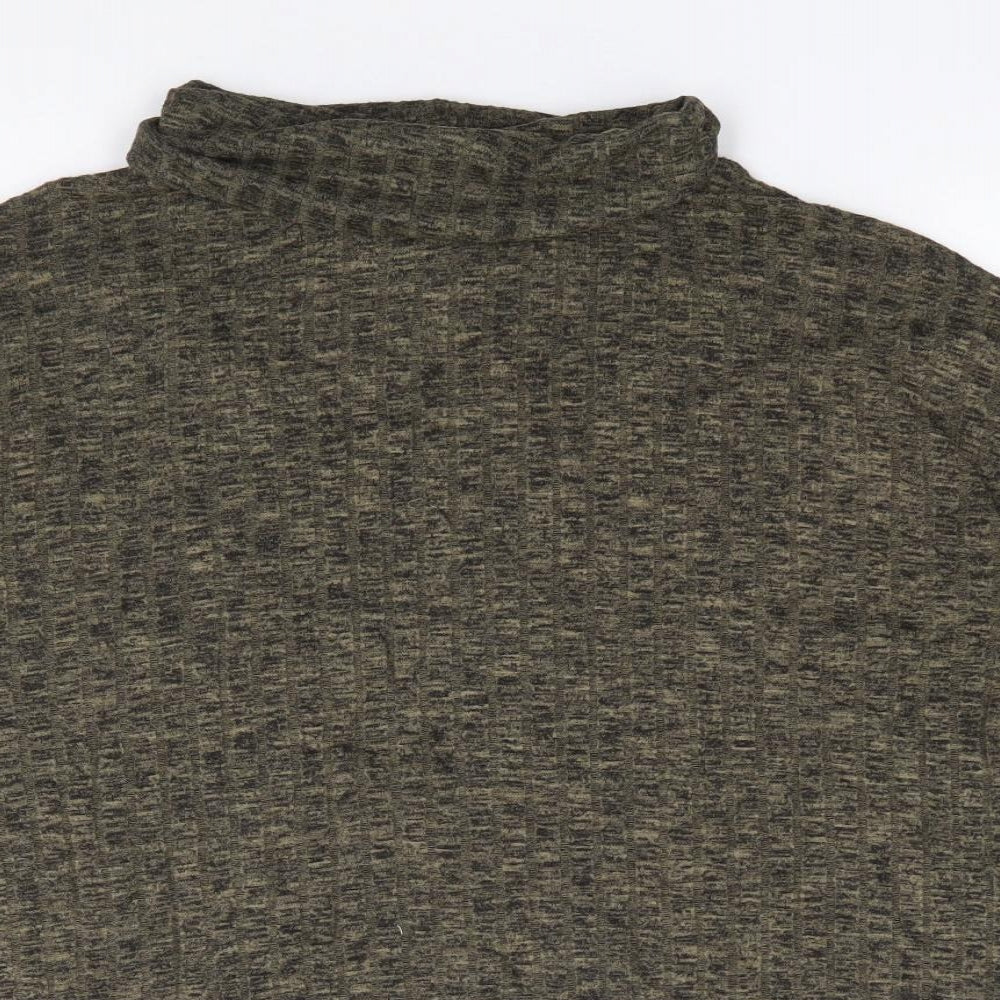 Papaya Womens Green  Viscose Jersey T-Shirt Size M Roll Neck