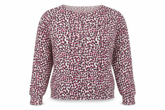 La Redoute Womens Pink Round Neck Animal Print Viscose Pullover Jumper Size 14