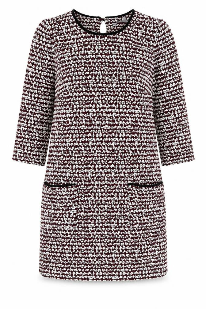 Red Herring  Womens Red Geometric Polyester Shift  Size 8  Round Neck Pullover
