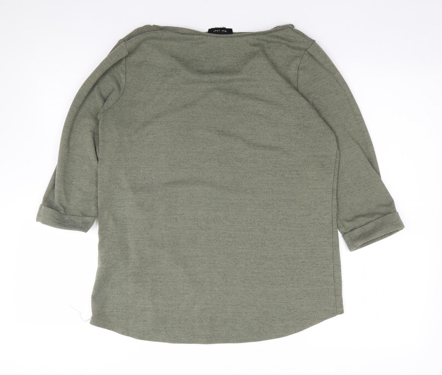 New Look  Womens Green  Polyester Jersey T-Shirt Size 12 Scoop Neck