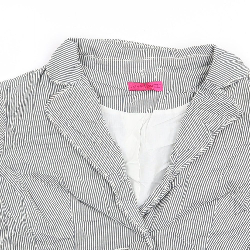 Love Label Womens Blue Striped  Gilet Jacket Size 12  Button
