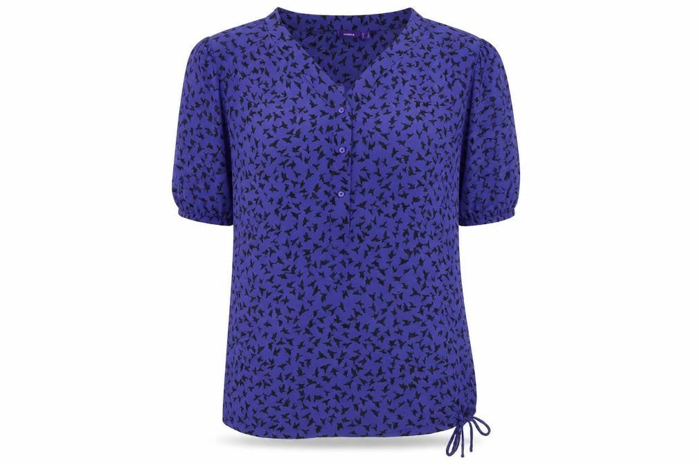 Mexx Womens Purple Geometric Polyester Basic Blouse Size 12 V-Neck