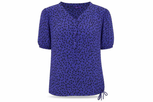Mexx Womens Purple Geometric Polyester Basic Blouse Size 12 V-Neck