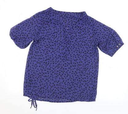 Mexx Womens Purple Geometric Polyester Basic Blouse Size 12 V-Neck