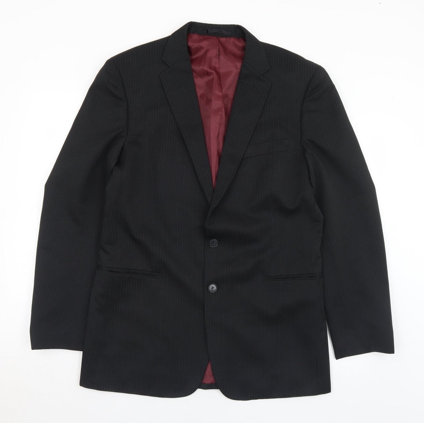 Taylor & Wright Mens Black Striped Polyester Jacket Suit Jacket Size 40