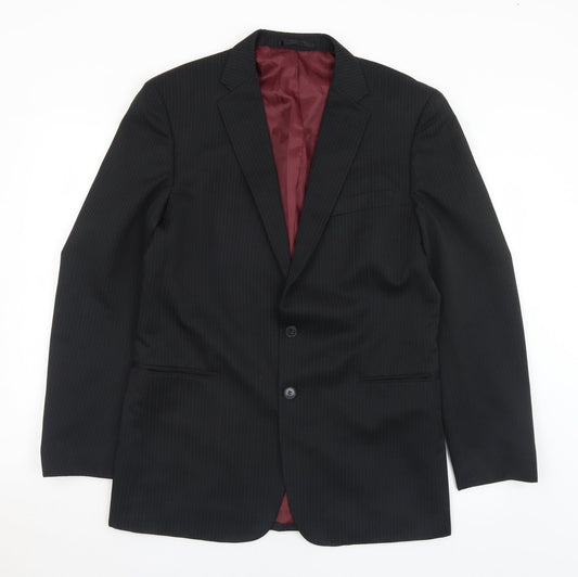 Taylor & Wright Mens Black Striped Polyester Jacket Suit Jacket Size 40
