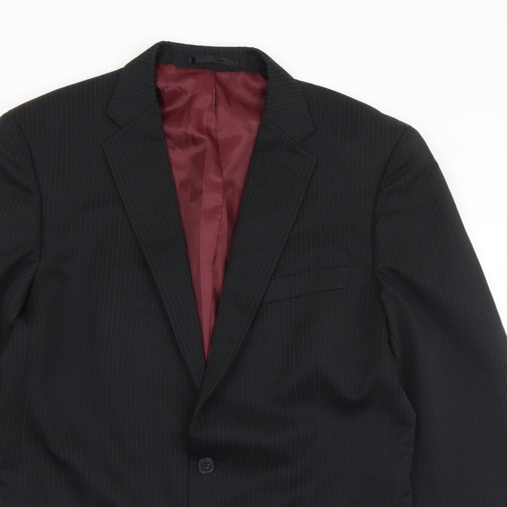 Taylor & Wright Mens Black Striped Polyester Jacket Suit Jacket Size 40
