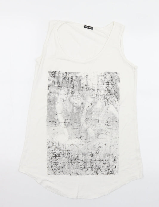 Chemistry Womens White  Viscose Camisole Tank Size S Round Neck - S/M