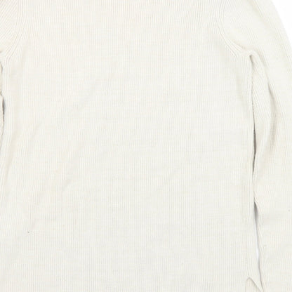 Gallery Womens Ivory V-Neck  Cotton Pullover Jumper Size S