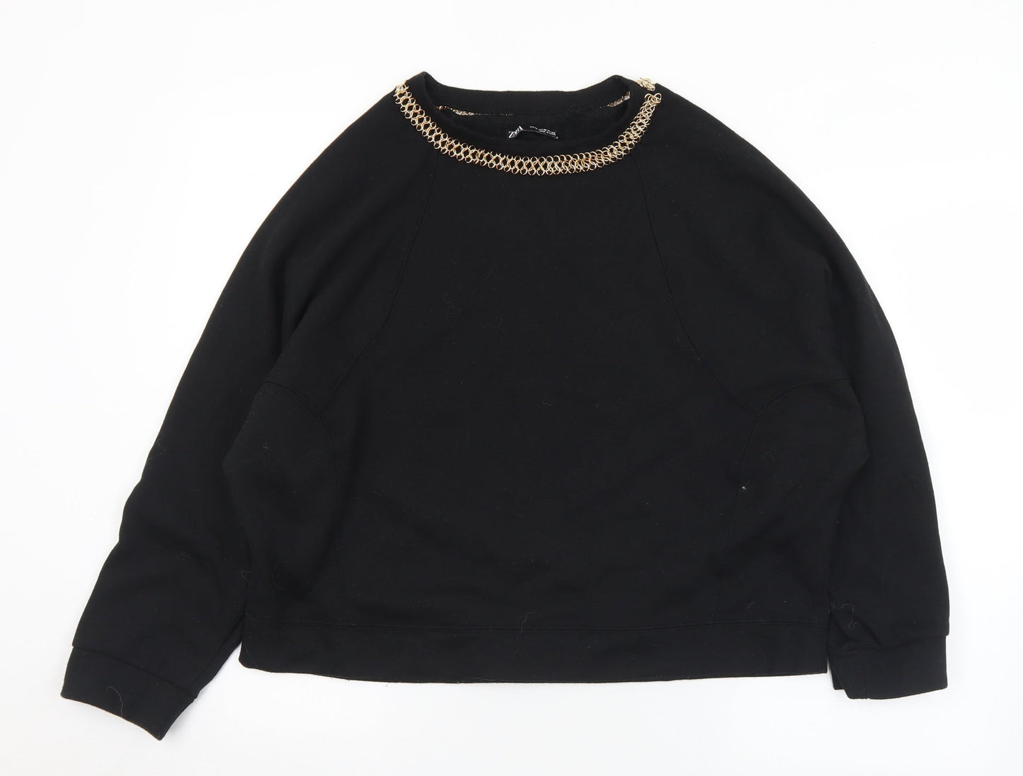 Zara Womens Black  Polyester Pullover Sweatshirt Size M