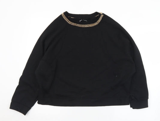 Zara Womens Black  Polyester Pullover Sweatshirt Size M
