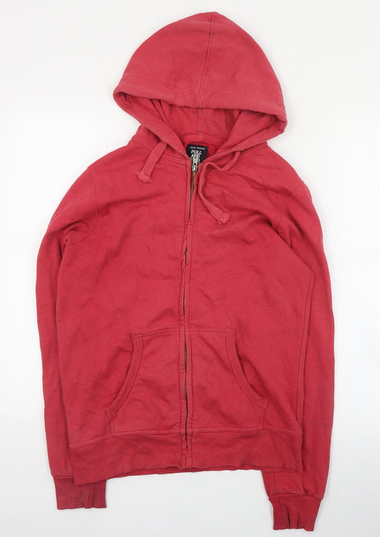 Pull and Bear Womens Red  Cotton Full Zip Hoodie Size S  Zip
