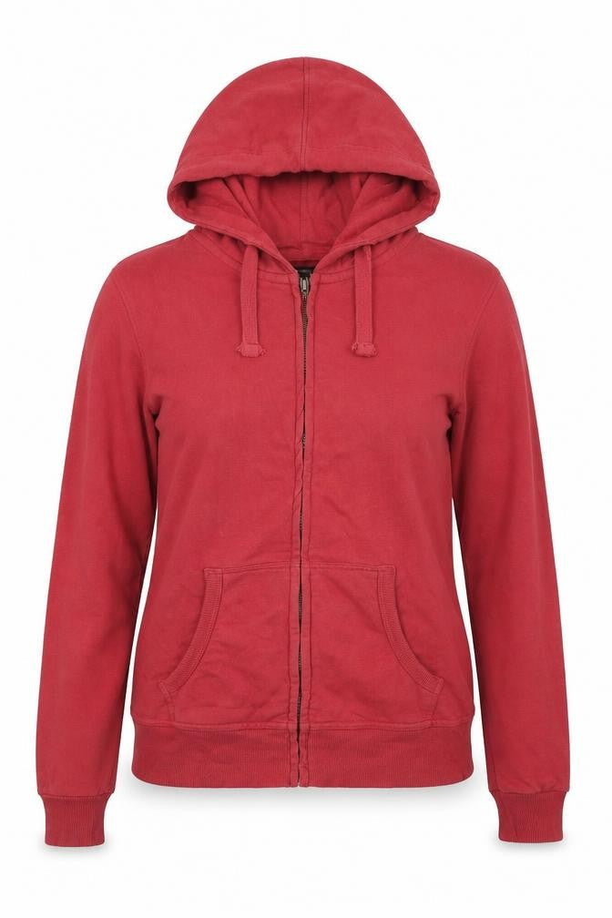 Pull and Bear Womens Red  Cotton Full Zip Hoodie Size S  Zip