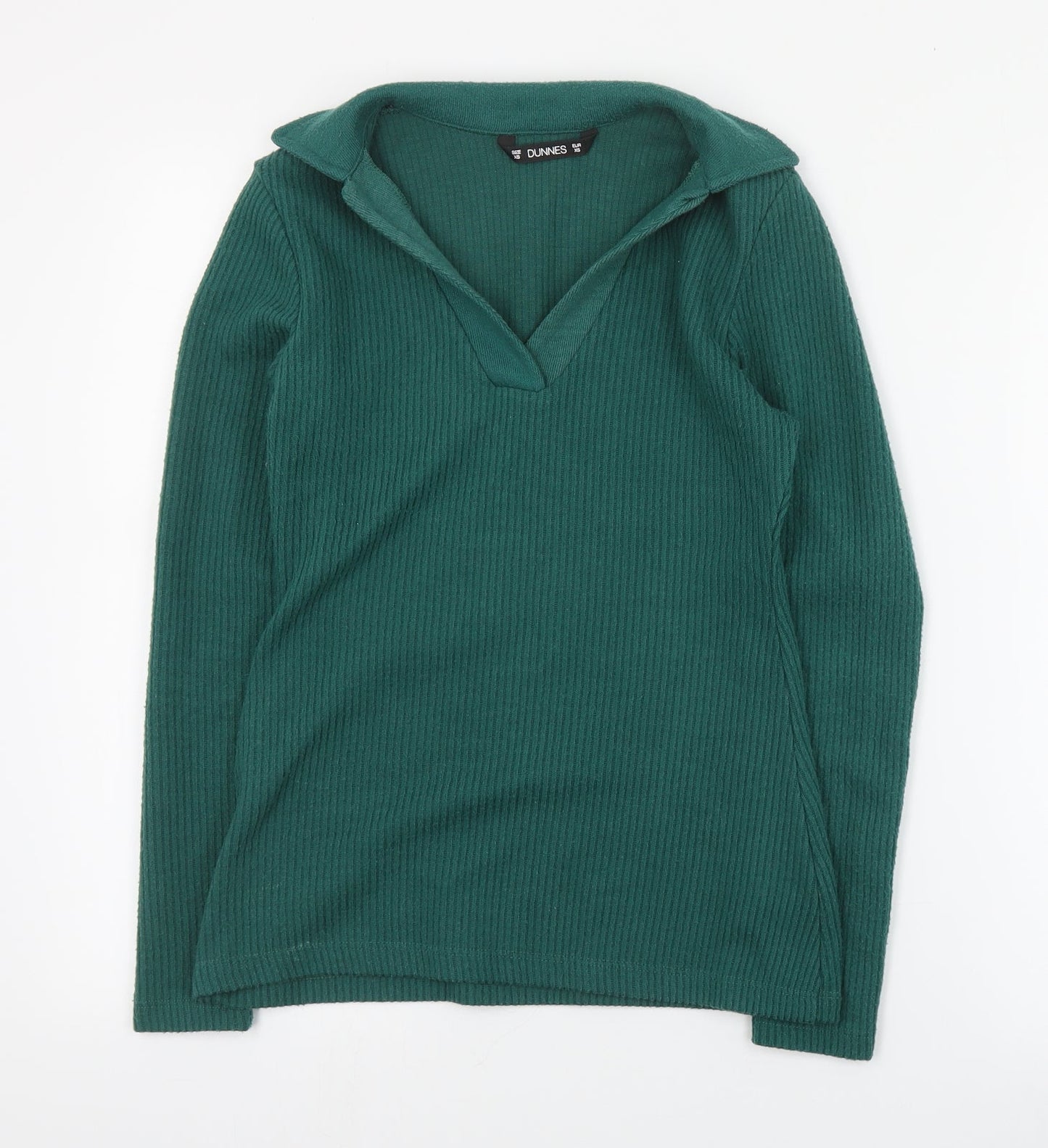Dunnes Stores Womens Green V-Neck  Polyester Pullover Jumper Size XS