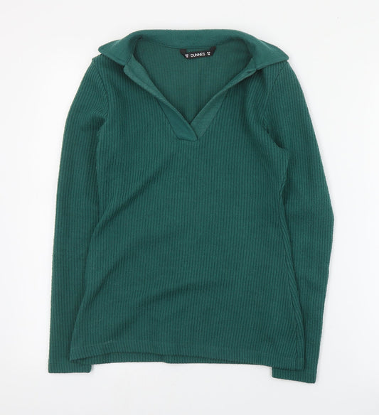 Dunnes Stores Womens Green V-Neck  Polyester Pullover Jumper Size XS