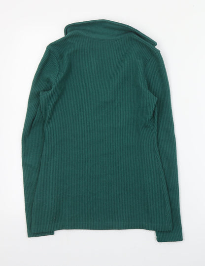 Dunnes Womens Green V-Neck  Polyester Pullover Jumper Size XS
