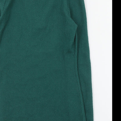Dunnes Womens Green V-Neck  Polyester Pullover Jumper Size XS