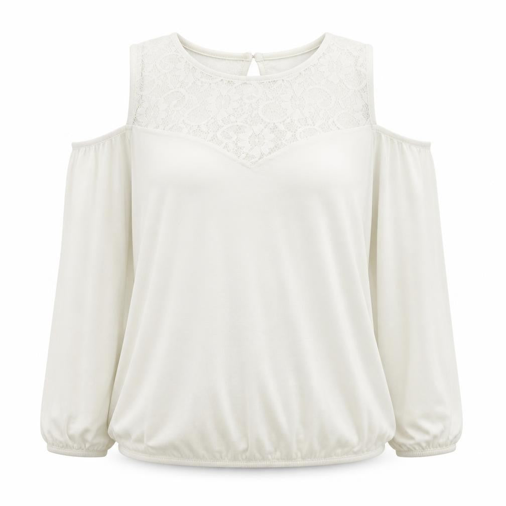 Lipsy Womens Ivory  Viscose Basic Blouse Size 12 Round Neck