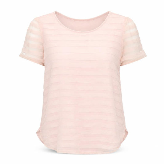 F&F Womens Pink Striped Polyester Basic Blouse Size 6 Round Neck