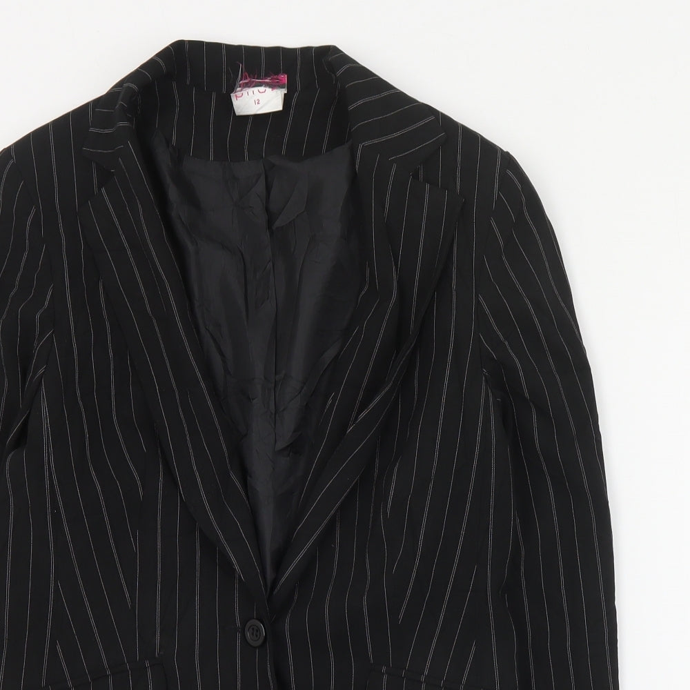 Pilot Womens Black Striped Polyester Jacket Suit Jacket Size 12